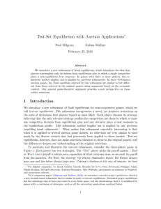 Test-Set Equilibrium with Auction Applications ⇤ Paul Milgrom Joshua Mollner
