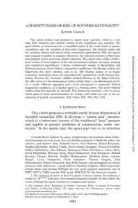 A SPARSITY-BASED MODEL OF BOUNDED RATIONALITY* Xavier Gabaix