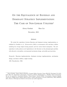 On the Equivalence of Bayesian and Dominant Strategy Implementation: ∗