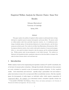 Empirical Welfare Analysis for Discrete Choice: Some New Results Debopam Bhattacharya
