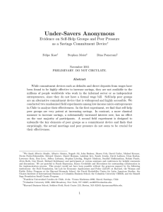 Under-Savers Anonymous Evidence on Self-Help Groups and Peer Pressure