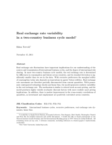 Real exchange rate variability in a two-country business cycle model ∗