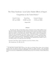 The China Syndrome: Local Labor Market Eﬀects of Import ⇤