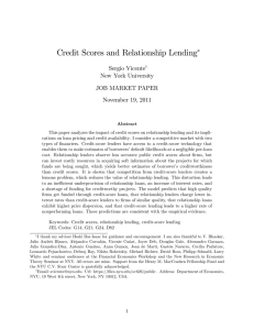 Credit Scores and Relationship Lending Sergio Vicente New York University JOB MARKET PAPER