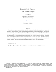 Financial Risk Capacity Job Market Paper ∗ Saki Bigio