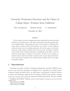 University Production Functions and the Choice of ∗ Peter Arcidiacono