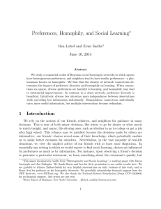 Preferences, Homophily, and Social Learning ⇤ Ilan Lobel and Evan Sadler