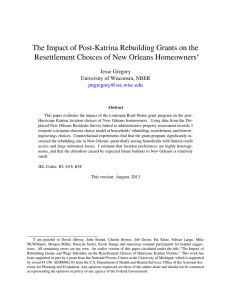 The Impact of Post-Katrina Rebuilding Grants on the ∗ Jesse Gregory