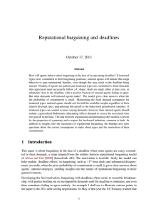 Reputational bargaining and deadlines October 17, 2013
