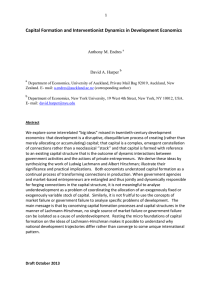 Capital Formation and Interventionist Dynamics in Development Economics  Anthony M. Endres