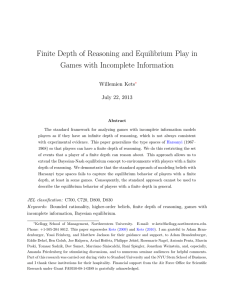Finite Depth of Reasoning and Equilibrium Play in Kets July 22, 2013