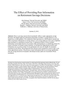 The Effect of Providing Peer Information on Retirement Savings Decisions