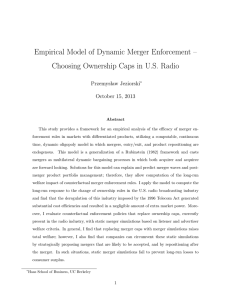 Empirical Model of Dynamic Merger Enforcement – Przemys law Jeziorski
