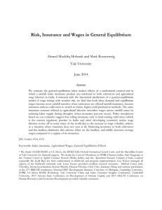 Risk, Insurance and Wages in General Equilibrium Yale University