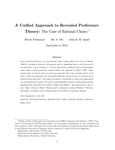 A Uni…ed Approach to Revealed Preference Theory: The Case of Rational Choice