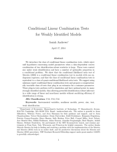 Conditional Linear Combination Tests for Weakly Identified Models Isaiah Andrews April 17, 2014