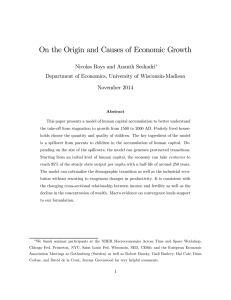 On the Origin and Causes of Economic Growth