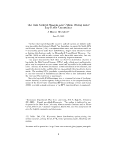 The Risk-Neutral Measure and Option Pricing under Log-Stable Uncertainty J. Huston McCulloch*