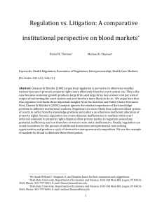 Regulation vs. Litigation: A comparative institutional perspective on blood markets  *