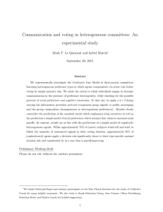 Communication and voting in heterogeneous committees: An experimental study September 20, 2015
