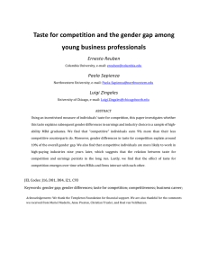 Taste for competition and the gender gap among young business professionals