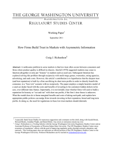 How Firms Build Trust in Markets with Asymmetric Information Working Paper
