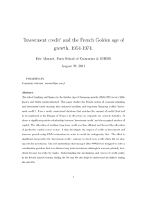 'Investment credit' and the French Golden age of growth, 1954-1974.