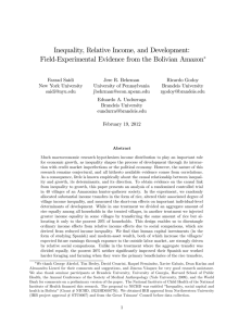 Inequality, Relative Income, and Development: Field-Experimental Evidence from the Bolivian Amazon