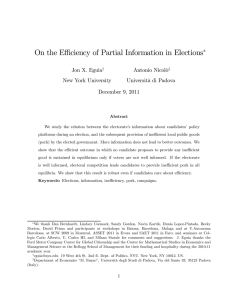 On the Eﬃciency of Partial Information in Elections ∗ Jon X. Eguia