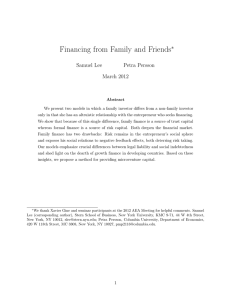 Financing from Family and Friends ∗ Samuel Lee Petra Persson