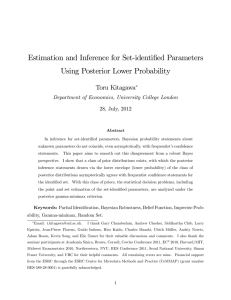Estimation and Inference for Set-identi…ed Parameters Using Posterior Lower Probability Toru Kitagawa
