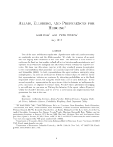 Allais, Ellsberg, and Preferences for Hedging ∗ Mark Dean