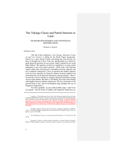 The Takings Clause and Partial Interests in Land DISTRIBUTIONS