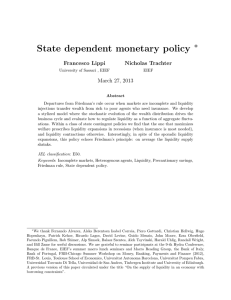 State dependent monetary policy ∗ Francesco Lippi Nicholas Trachter