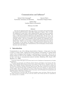 Communication and In‡uence