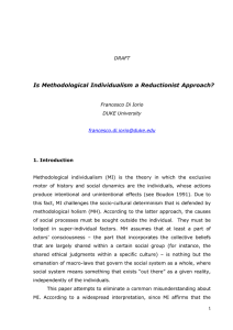 Is Methodological Individualism a Reductionist Approach?