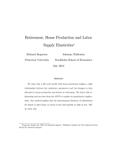 Retirement, Home Production and Labor Supply Elasticities ∗ Richard Rogerson