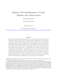 Sorting Multidimensional Types: Theory and Application Ilse Lindenlaub Job Market Paper