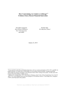 How Constraining Are Limits to Arbitrage? Alexander Ljungqvist