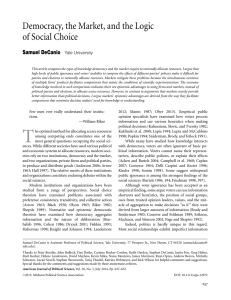 Democracy, the Market, and the Logic of Social Choice Samuel DeCanio Yale University