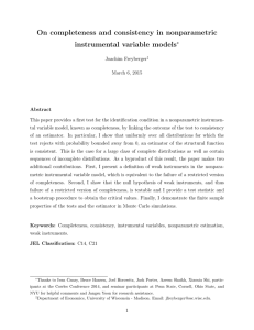 On completeness and consistency in nonparametric instrumental variable models