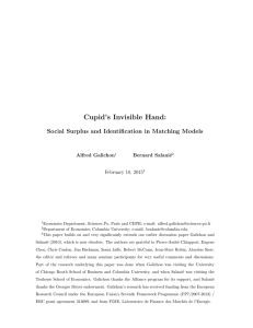 Cupid’s Invisible Hand: Social Surplus and Identification in Matching Models Alfred Galichon