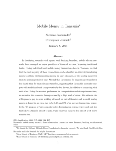 Mobile Money in Tanzania ∗ Nicholas Economides Przemyslaw Jeziorski