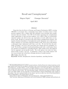 Recall and Unemployment ∗ Shigeru Fujita Giuseppe Moscarini