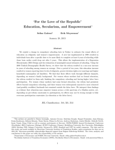 ‘For the Love of the Republic’ Education, Secularism, and Empowerment ∗ Selim Gulesci