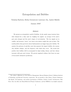 Extrapolation and Bubbles Nicholas Barberis, Robin Greenwood, Lawrence Jin, Andrei Shleifer