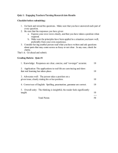 Quiz 1:  Engaging Teachers/Turning Research into Results Checklist before submitting: