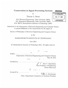 Conservation  in  Signal  Processing  Systems A. ARCHIVES