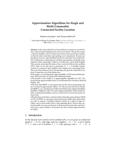 Approximation Algorithms for Single and Multi-Commodity Connected Facility Location Fabrizio Grandoni