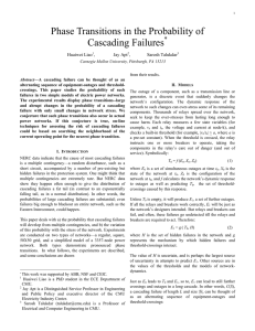 Phase Transitions in the Probability of Cascading Failures * Huaiwei Liao